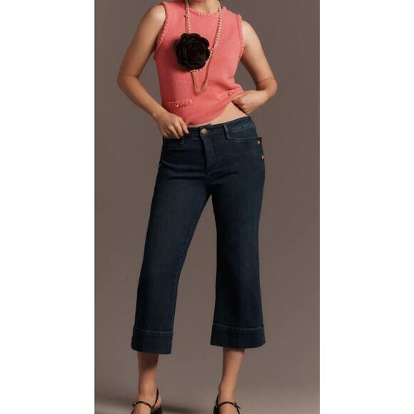 Pilcro Denim - Anthropologie Pilcro Wharfside Jeans Women’s 32 Blue High Waist Wide Leg Cropped